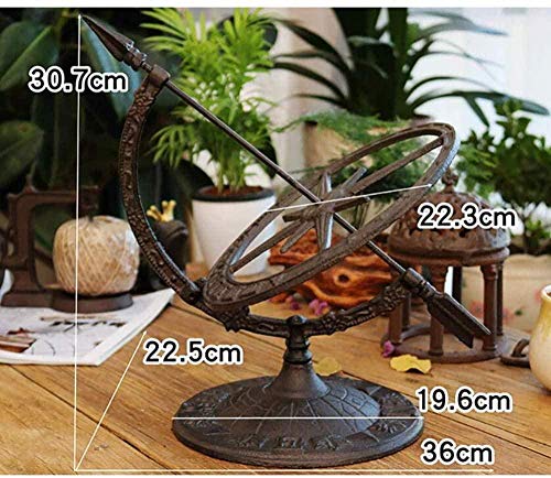 Gfdj Cast Iron Garden Sundial Wind Armillary Compass Clock Roman Numerals Ornaments #TOP6