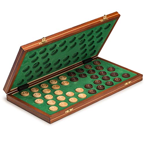 set de damas en caja plegable de madera miniatura 4