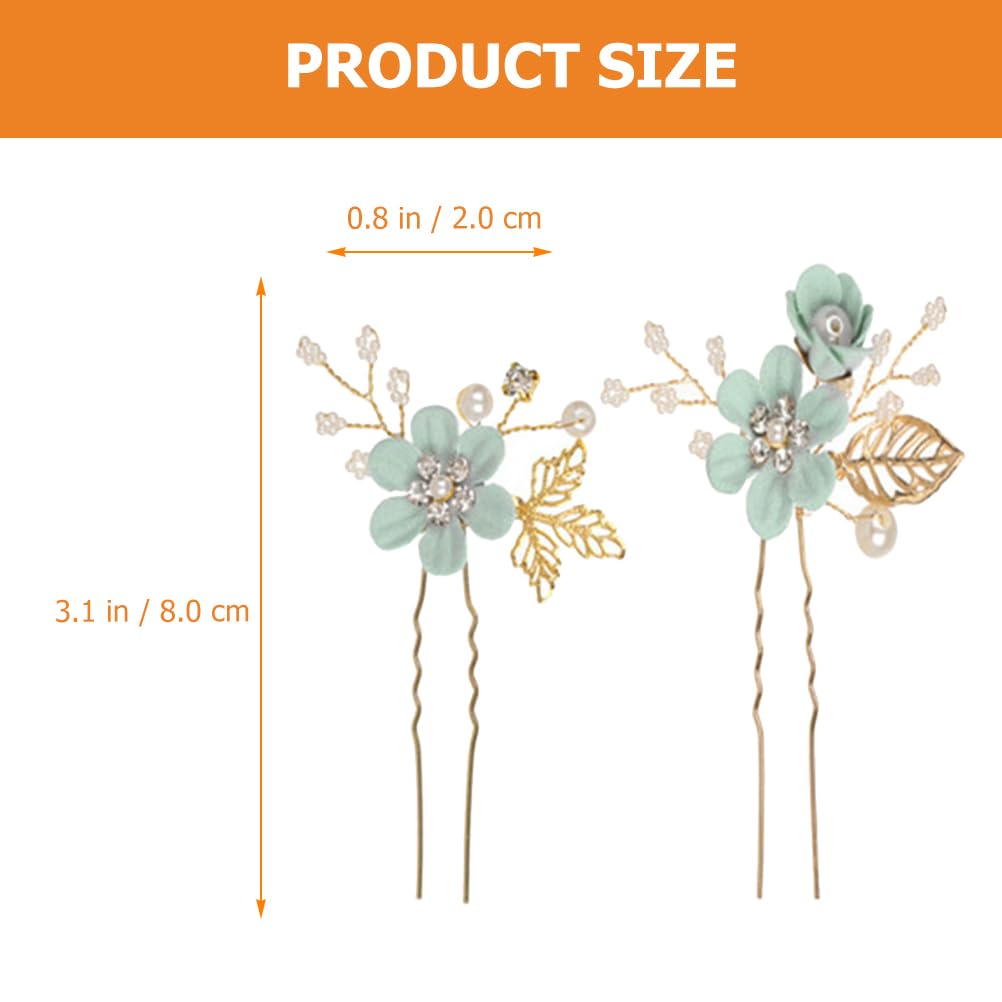 minkissy 2pcs Green Gloden Flower Hair Accessories - Image 2