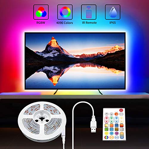 TV LED Backlight 13ft Waterproof 5050 RGBW LED Strip Lights with Remote