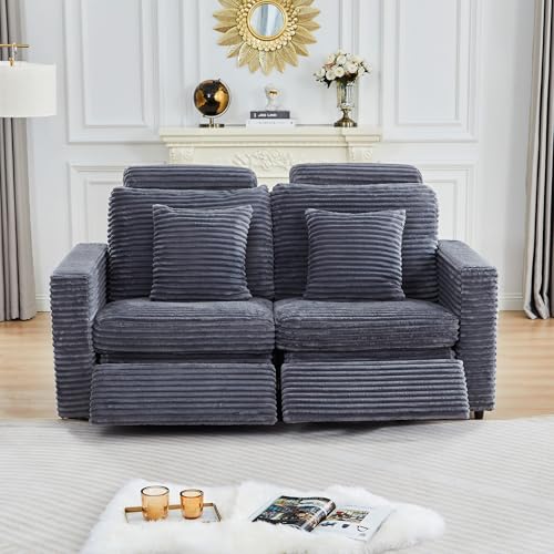 Image of RARZOE Modular Sectional Couch Armless Seats Module, Modular Sofa 2 Armless Chairs Middle Module Seats for Living Room Modular Sectional Sofa Couch, Grey