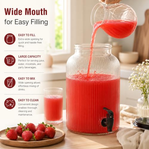 Bellemax 5.5L Glass Iced Drink Dispenser, Black Pack of 1 - Image 6