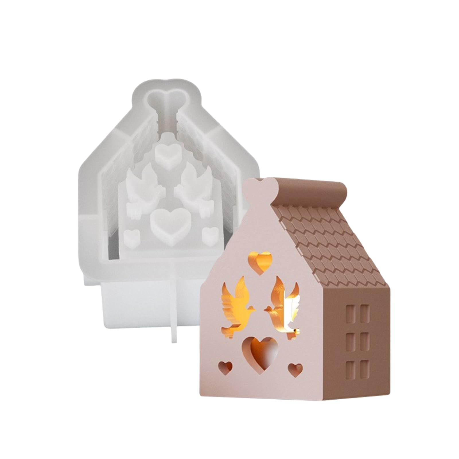 NEWFT Silicone Mold for Crafting Decorative Candle Stand Tealight Holder House Ornament Mold Aromatherapys Plaster Mold