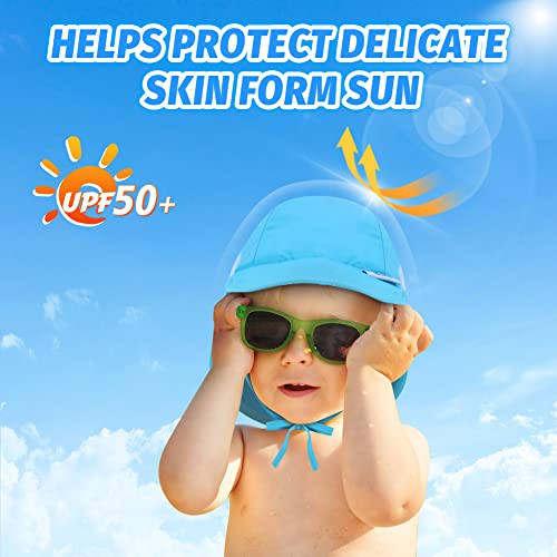 Laycol Baby Sun Hat Upf 50+ Uv Ray Sun Protection,Toddler Hats With Neck Flap For Boys Girls 0-18 Months Blue #TOP1