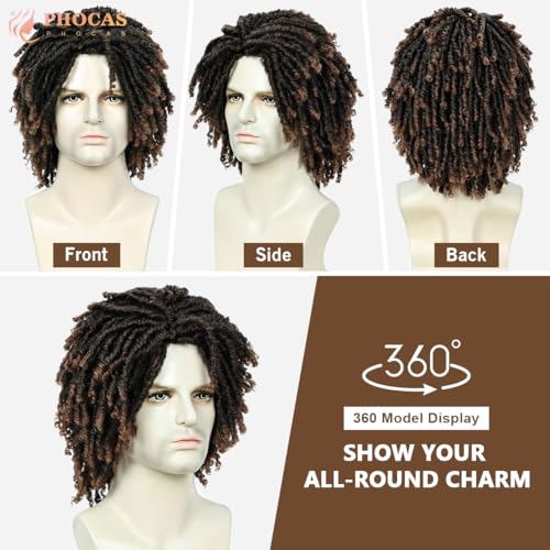 Phocas XY-P13574 Short Dreadlock Wig For Black Women And Men Twist Dreadlock Wigs Short Twist Afro Curly Wig Synthetic Wig thumb #3