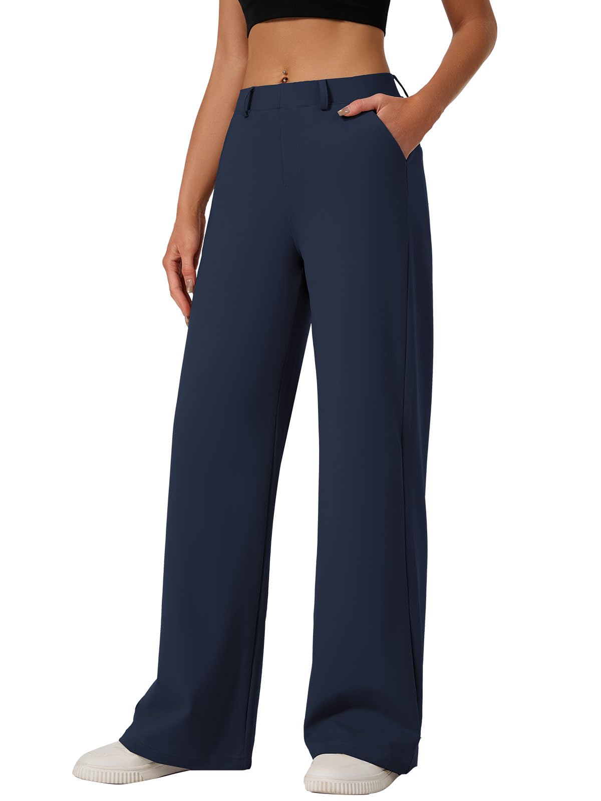 Womens Wide Leg Dress Pants Work Slacks Dressy Casual Trousers with Pockets
