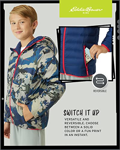 Image of Eddie Bauer Kids' Reversible Jacket - Weather Resistant Quilted Down Coat for Boys and Girls (3-20)