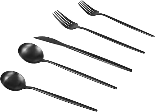Miniatura 1 de Bitadze Juego de cubiertos mate 40 piezas de acero inoxidable con acabado satinado moderno para 8 juego de cubiertos para el hogar y el restaurante