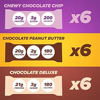 Pure Protein Bar Variety Pack (6 Chocolate Peanut Butter, 6 Chewy Chocolate Chip, 6 Chocolate Deluxe), (18 Count of 1.76 Oz Bars) from Pure Protein