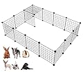 LANGXUN Metal Wire Storage Cubes Organizer, DIY Small Animal Cage for Rabbit, Guinea Pigs, Puppy | Pet Products Portable Metal Wire Yard Fence (Black, 16 Panels)