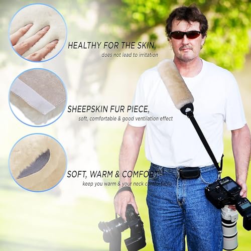 Andalus Australian Sheepskin Seat Belt Covers - Pack of 2 Hypoallergenic, Ultra Soft Shoulder Seatbelt Covers for All Ages, Vehicle Types, Models & Backpack Straps (Pearl)