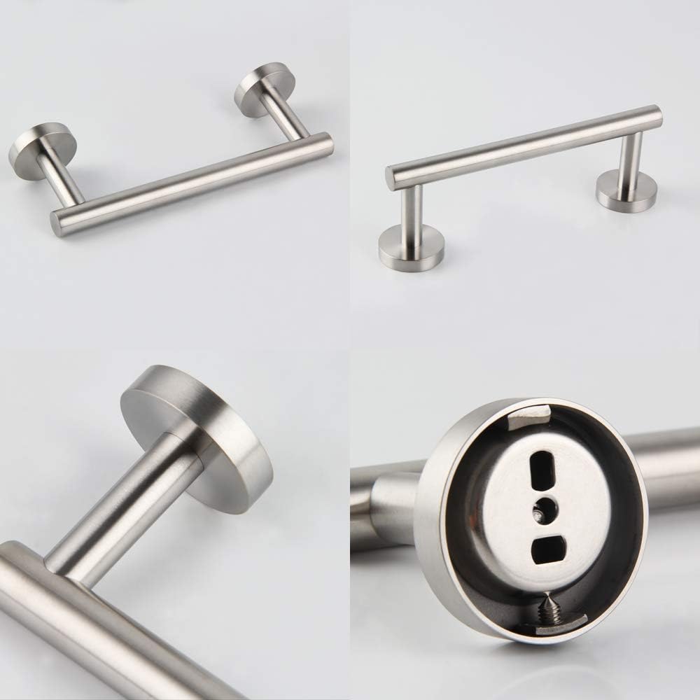Bathroom Hardware Set 3 Pieces Brushed SUS 304 Stainless Steel Bathroom Hardware Accessories Sets Wall Mounted Towel Bar Towel Hook Toilet Paper Holder AG111C(30.5) 7B5B-3LS
