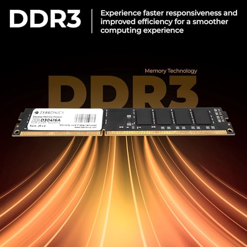 Image of Zebronics 4GB DDR3 RAM for PC, 1600MHz, Low Power Consumption, High Stability Performance (D30416A)