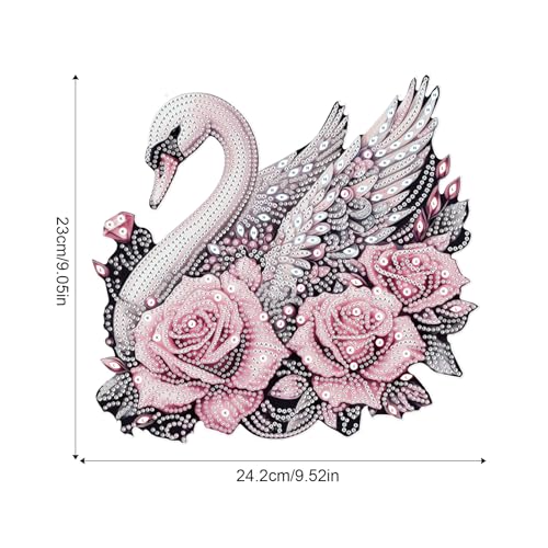 Image of AiYuanzsh Large Acrylic Diamond Art Hanging Kits for Adults, 5D Diamond Painting Suncatchers Kit Rose Swan DIY Diamond Crystal Window Door Pendant Kit for Gift Wall Home Christmas Decor (24.2x23 cm)