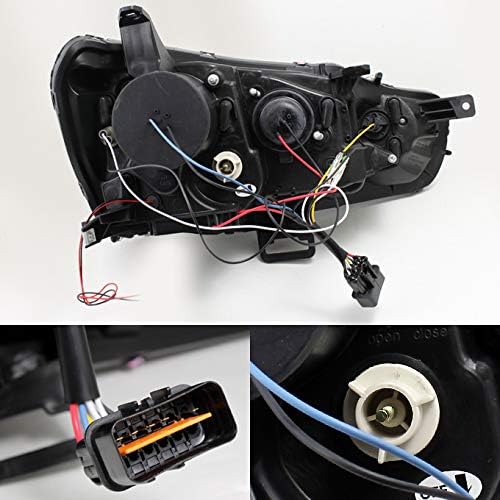 AKKON - For 08-17 Mitsubishi Lancer Evolution CZ4A EVO X Black Bezel DRL LED Halogen Type Projector Headlights