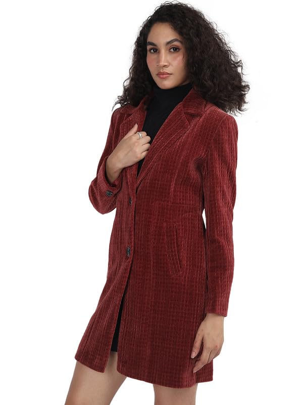 Image of PLAGG Women Winter Wear Long Length Overcoat with Wool blend and Comfort fit