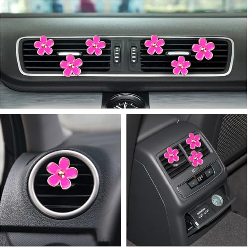 Image of Cute Pink Air Fresheners Car Accessories for Women Teens Girls Mom Gifts | 6pcs Boho Flowers Cars Air Fresheners Vent Clips Girly Automotive Truck Smell Freshener Gadgets Diffuser Aesthetic Decor