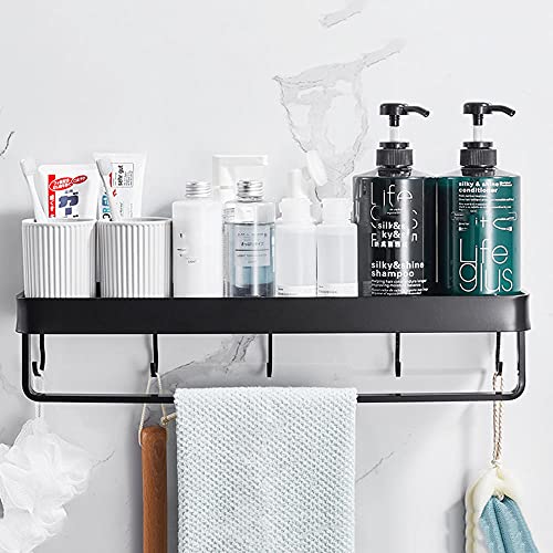 Cesta de Ducha Cesta de Ducha Negra Sin perforación Organizador de Ducha Adhesivo Montado en la Pared Espacio Aluminio para baño de cocina-C50cm