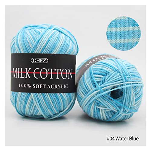Fizzoqi 50G/Roll Gradient Color Milk Cotton Yarn 3 Ply Hand-Knitting Thread 27Color Soft Warm Cotton Threads Baby Wool For Hand Knitting (Color : 04 Water Blue) #TOP2
