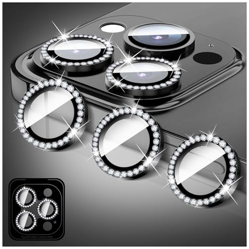 LucBuy Diamond Camera Lens Protector Compatible for iPhone 13 Pro/13 Pro Max, Sparkling Camera Lens Cover Film Stickers, Tempered Glass Screen Cover, Individual Auto-Align Metal Rings