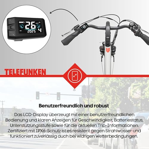 TELEFUNKEN E-Bike Damen 28 Zoll | Elektrofahrrad Frontmotor | 7-Gang Shimano Kettenschaltung | V-Bremsen - Pedelec Citybike | RC826 Multitalent | inkl. Panzerkabelschloss