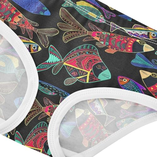Joisal Colorful Fish Black Cool Cute Panties Girl Toddler Underwear Floral Cotton Print Briefs Girls Undies 2t4