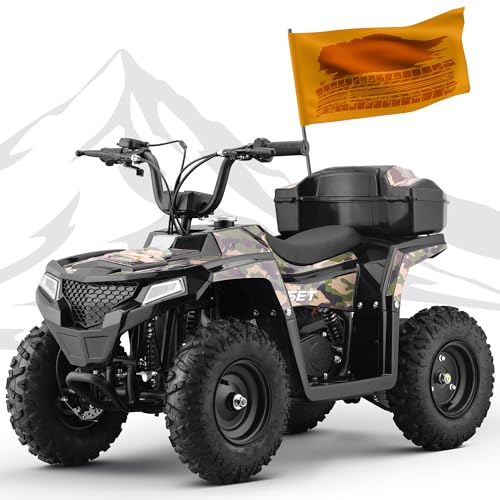 Image of XW-A19 40CC 4-Stroke Gas Powered ATV Quad for Kids 6+, Kids 4 Wheeler with Parental Speed Control, 15 MPH Max Speed, 165 lbs Capacity, Pull Start, LED Headlight and Rear Storage Box (Camo03)