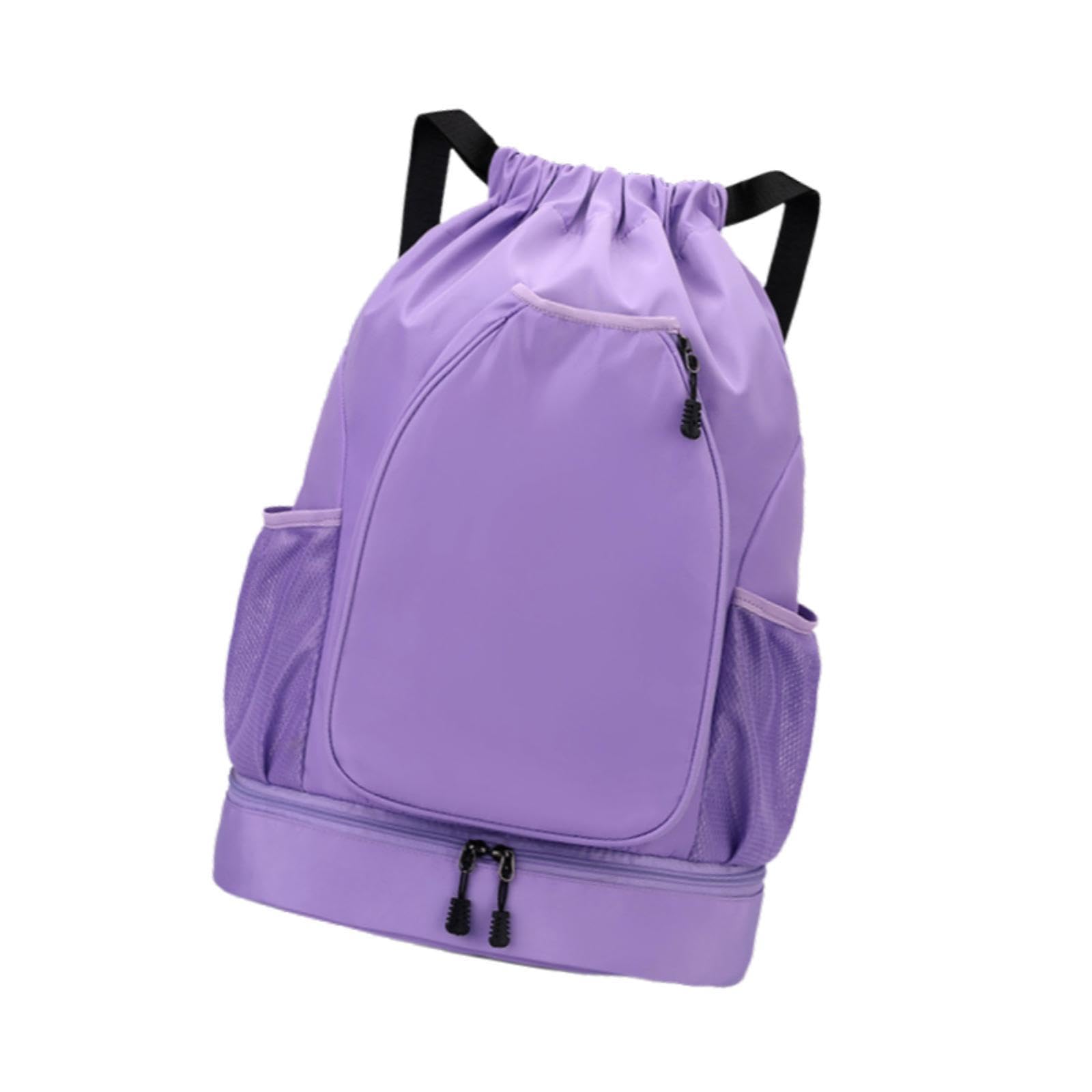 Deevoka Drawstring Backpack Bag Racketcarry Bag Adjustable Shoulder Straps Organizer Basketball Carrying Sports Gym for Basketball, violet