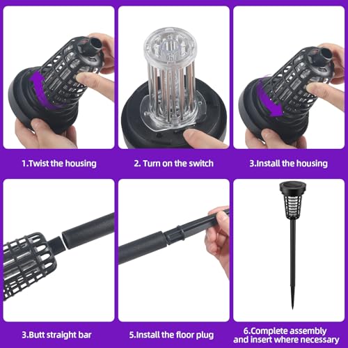 Image of 4 Pack Solar Bug Zapper Outdoor, 2-in-1 Mosquito Zapper