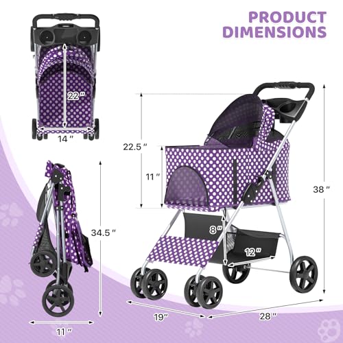 Image of Magshion 3-in-1 Foldable Pet Stroller for Small to Medium Dogs and Cats