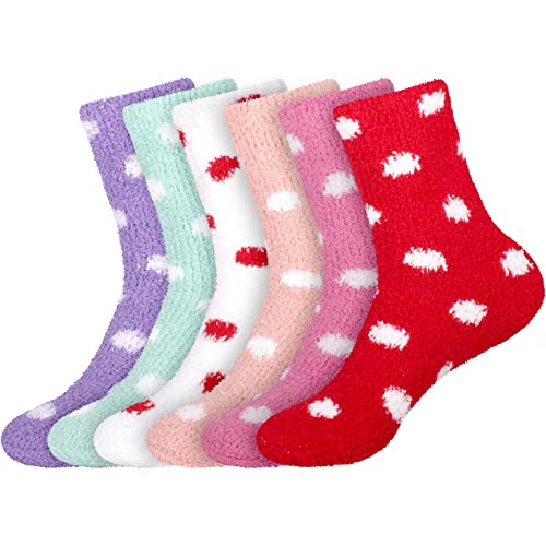 Image of BambooMN Colorful Fuzzy Socks - Assorted Super Soft Warm Microfiber Comfy Home Socks - Value Pack