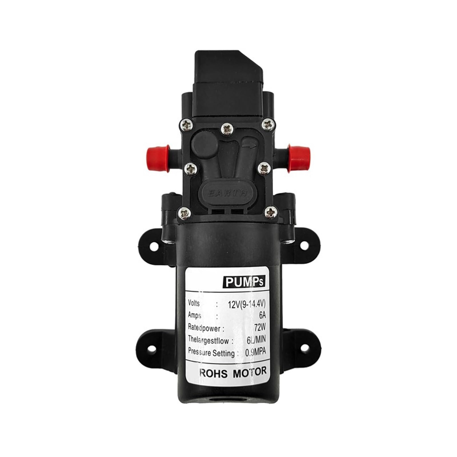 Cczrd A Type Pressure 12Vdc 72W Pumps Micro Electric Diaphragm Reflux Water Pump Automatic Switch 6L/Min High Pressure Car Washing Spray Smooth Operation Flow Steady Reliable(A Type Pressure)