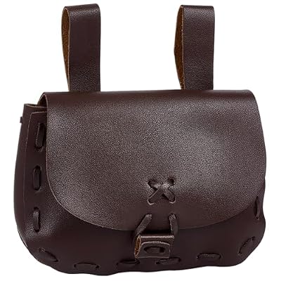 CALFOVERA Marsupio Vintage In Pelle PU Borsa Da Cintura Tardo Medievale Portatile Marrone Fatta A Mano Rinascimentale per Donne Accessori per Costumi di Halloween SCA Rinascimento LARP e Fiera Del