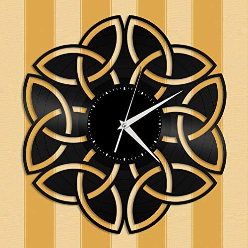 SZG Celtic Knot Vinyl Wall Clock Unique Gift for Friends Home Room Decoration Vintage Design Office Bar Room Home Decor(Size:12inch Color:Black)