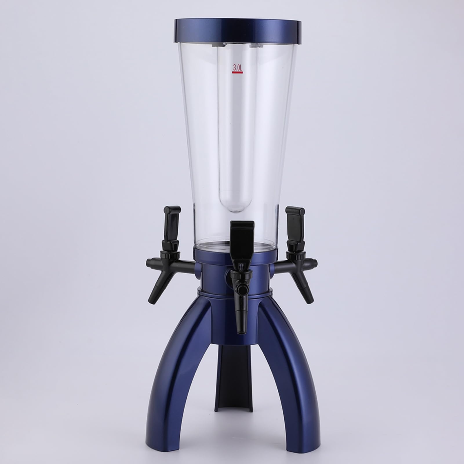 UrbanUp Girafe Biere 3L Dispensateur de la Tour Mimosa avec 3 Robinets, Tour de Bière de Conception de Base Triangulaire avec Glaçons Amovibles et Lumière LED(Blue)