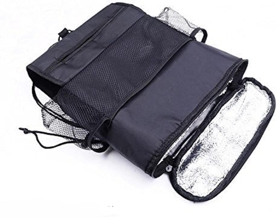 Car Seat Organizer/Auto Seat Back Organizer/Multi-Pocket Travel Storage Bag/Insulated Car Seat Back Drinks Holder Cooler / Storage Bag Cool Wrap Bottle Bag with Mesh Pockets(Heat-Preservation) Black