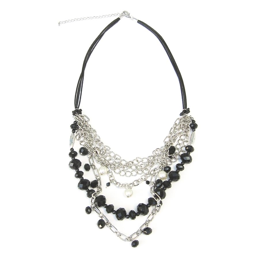 Collier perles noires facettées Mademoiselle 74 cm, le cadeau d'anniversaire parfait