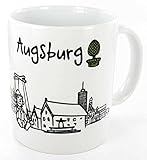 spülmaschinengeeignet die stadtmeister Keramiktasse Skyline Augsburg - als Geschenk für Augsburger & Fans der Fuggerstadt oder als Augsburg Souvenir