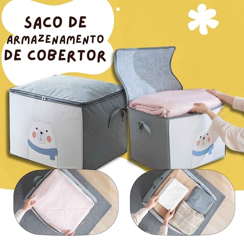 Kit 2 Saco Organizador Para Edredom, Cobertor E Roupas de Cama Tecido Matelassê Fechamento Em Zíper