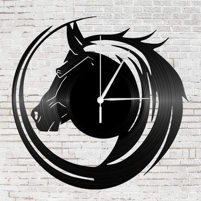 Lasaani Horse ACP Waterproof Wall Clock for Living Room | Clock for Bedroom | Clock for Gift ( Glossy Black ), ROMAN0092