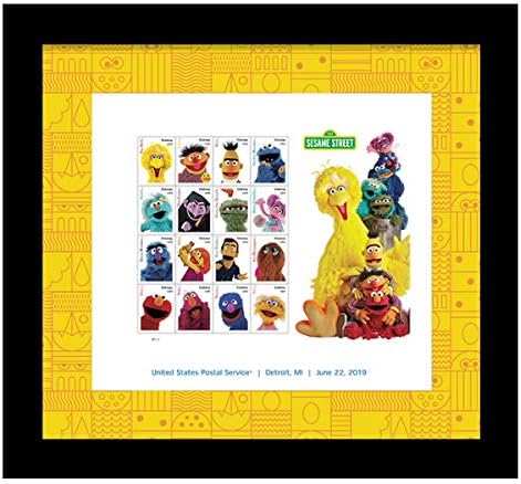 Framed Collectible USPS Postage Stamp Made For Sesame Street, 13x12-inch