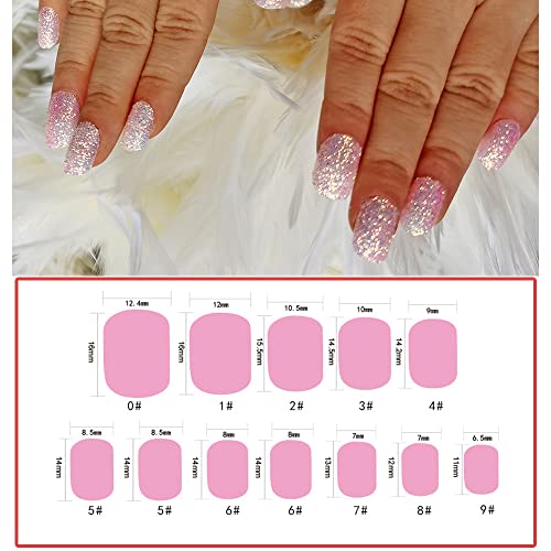 24 Pieces Gradient Color Kids Press On Nails Pre-Glue Children False Nails Short Oval Full Cover Artificial Fake Nails Holographic Glitter Acrylic Nail Tips For Little Girls Gift (Pastel Pink) #TOP1