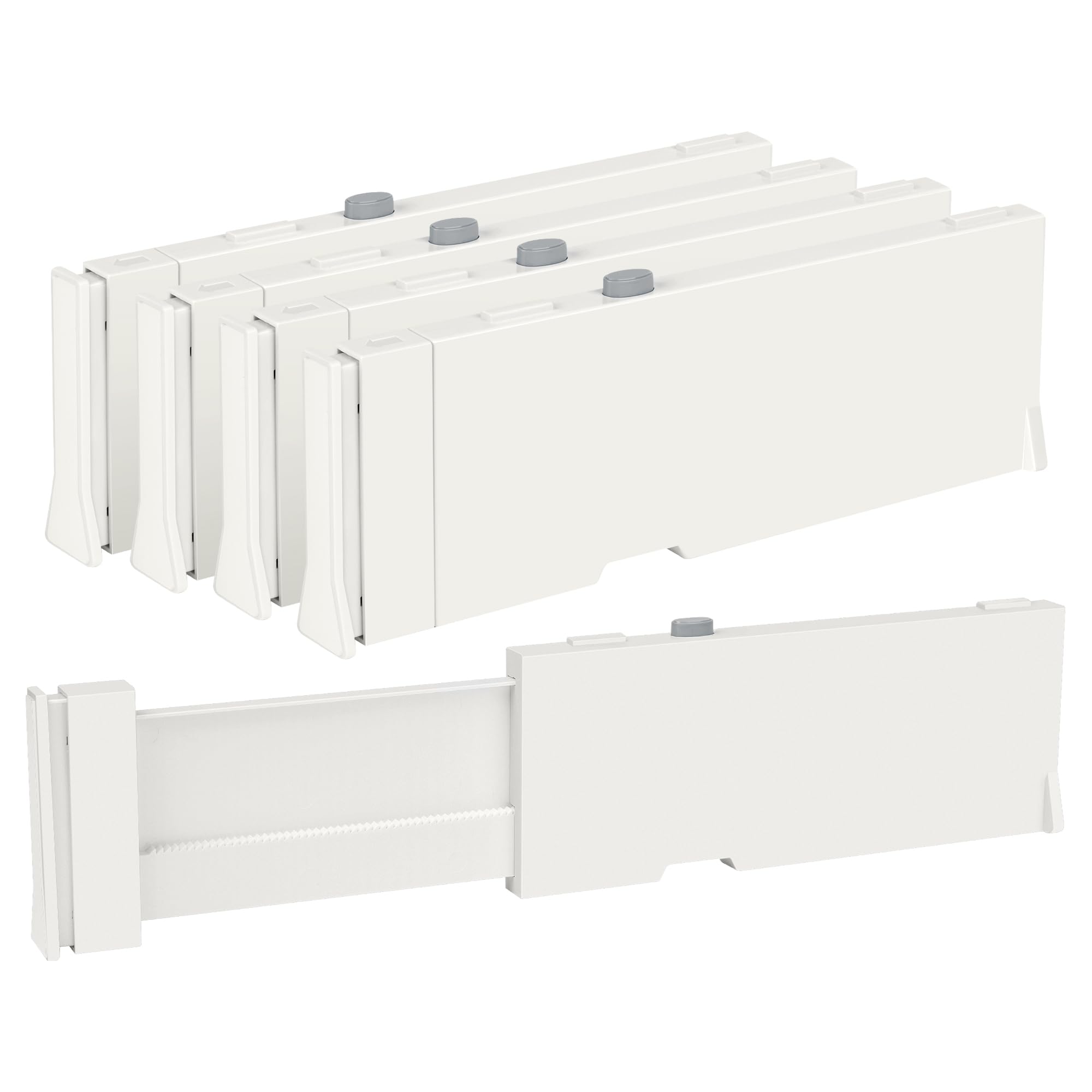 Vtopmart Drawer Dividers for Clothes 4 Pack, Adjustable 4" High Expandable from 11.6"-17" Dresser Drawer Organizer, Plastic Drawers Separators for Dresser, Baby Clothes, Kitchen and Office Storage