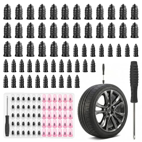 Image of 60 Pcs Tire Repair Rubber Nails,Vacuum Tirerepair Kits Spiral Rubber Screws,Fast Self-Service Tire Repair Tools Kits for Car Motorcycle Bike Truck,Tires Plug Kit (30 S+30 L)