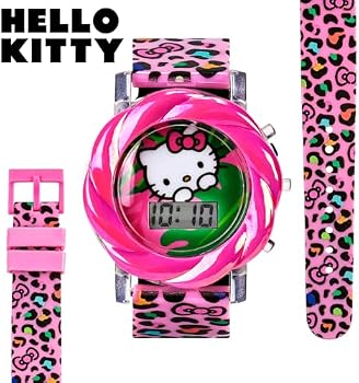Relógio LCD com luz LED piscante Hello Kitty para crianças