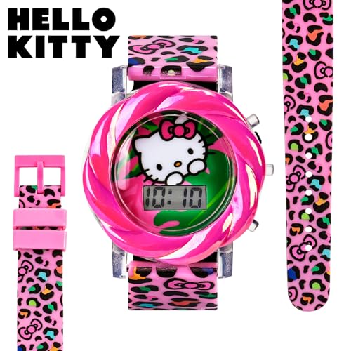 Hello Kitty LCD Watch for Girls with Flashing LED Lightshow - Vivid Pink Strap, Iconic Hello Kitty Design, Fun Time-Teaching Accessory4