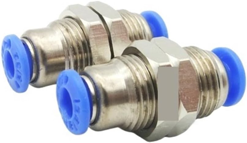 10Pcs/lot PMM Bulkhead Union Tube Fitting Pneumatic Hose Fitting Plastic Brass Air Fitting(PMM06 6mm)