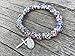 Nazareth Store Crystallized 8mm Beaded Bracelet Silver Cross Stretch Prayer Colorful Glass Beads and Miraculous Medal