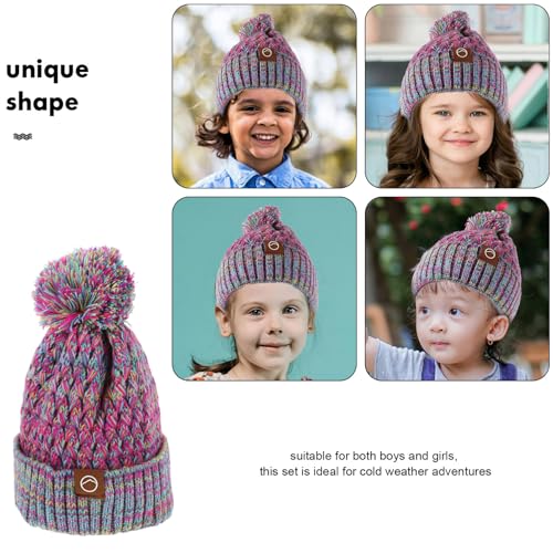 Gorro de invierno para niños conjunto de guantes bufanda y mitones 7
