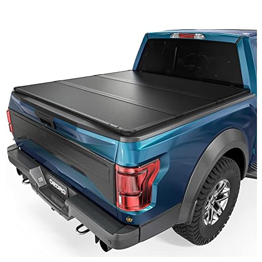 oEdRo Hard Trifold Truck Bed Tonneau Cover On Top Compatible with 2015-2023 Ford F150 F-150 (Excl. Raptor Series), Styleside 5.5 Feet Bed